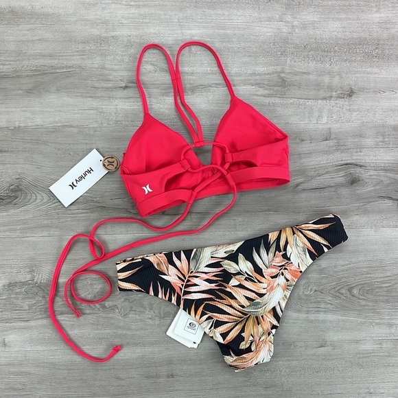 ☀️HURLEY☀️RIP CURL☀️ SOLID ADJUSTABLE BIKNI TOP HAVANA CHEEKY HIPSTER BIKINI - Picture 13 of 15